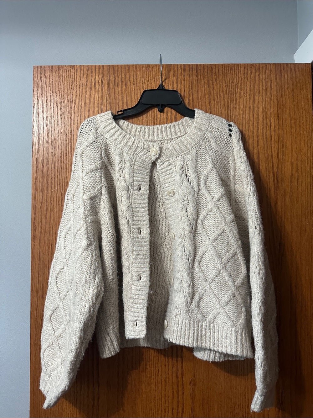 Lucky Brand Cream Cable Cardigan Sweater
